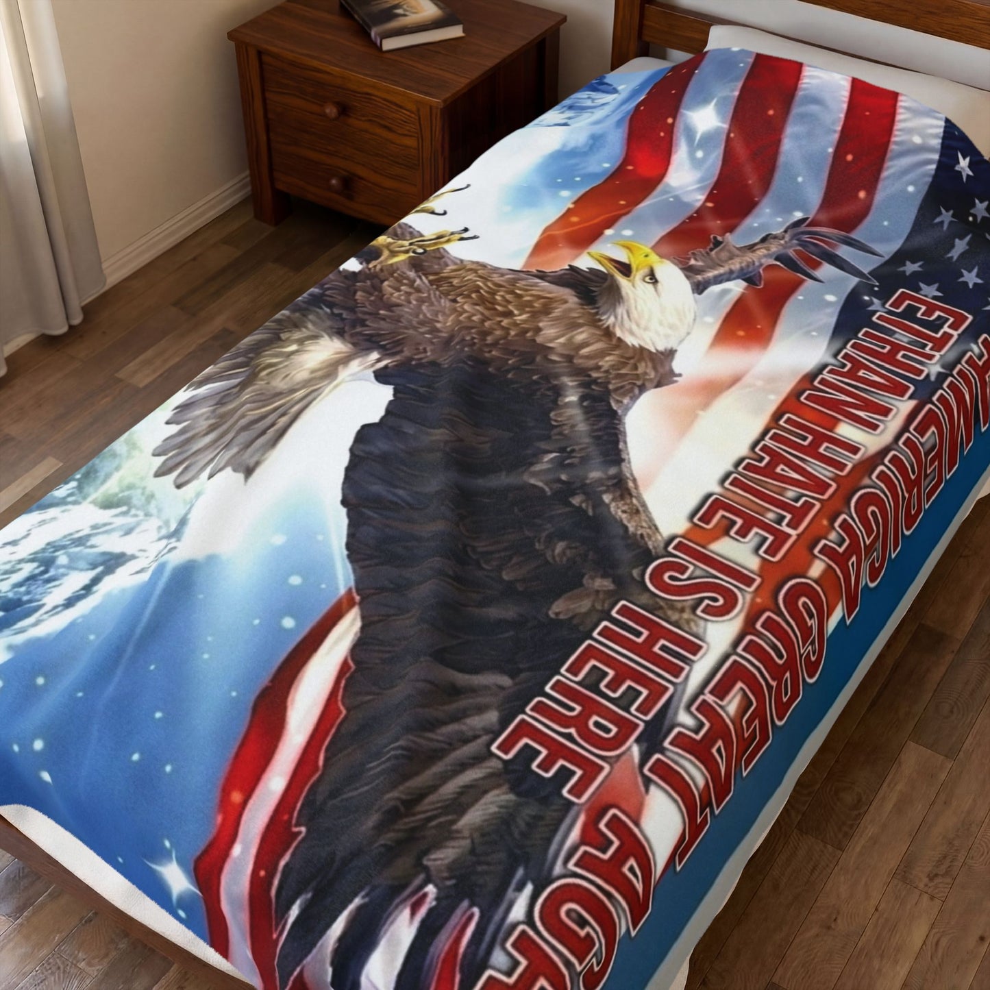 American Eagle Velveteen Plush Blanket — Make America Great Again Design