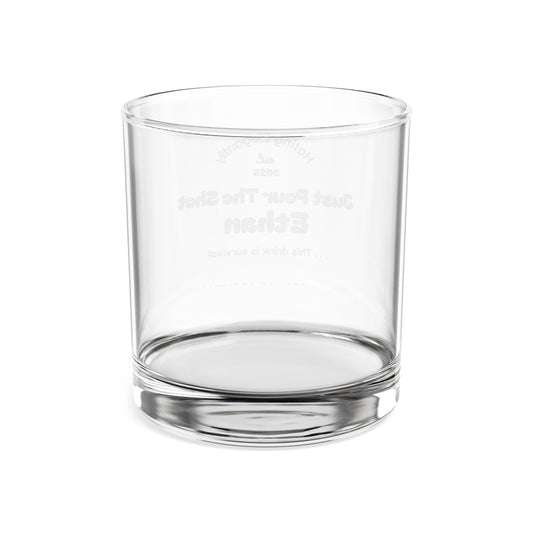 Engraved Whiskey Glass 10.5oz — “Just Pour The Shot” Personalized Rocks Glass