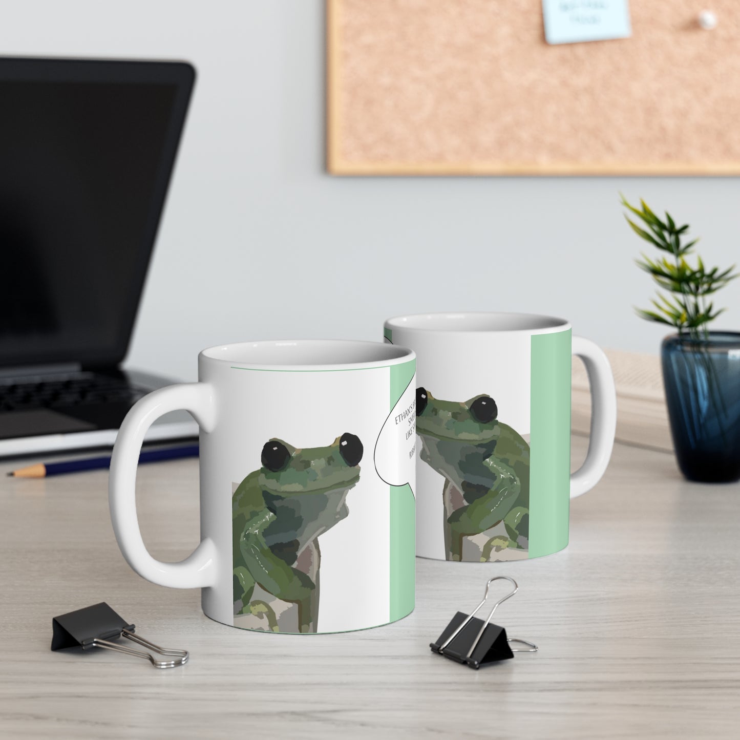 Customizable Funny Frog Mug — "Ethan's Breath Smells Like Shit...Ribbit" 11oz Ceramic