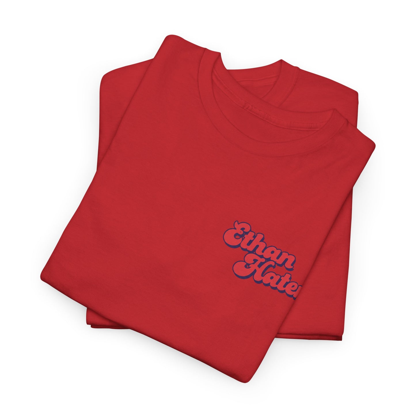 Retro 'Ethan Hater' Chest Logo Tee — Vintage Script Graphic T-Shirt