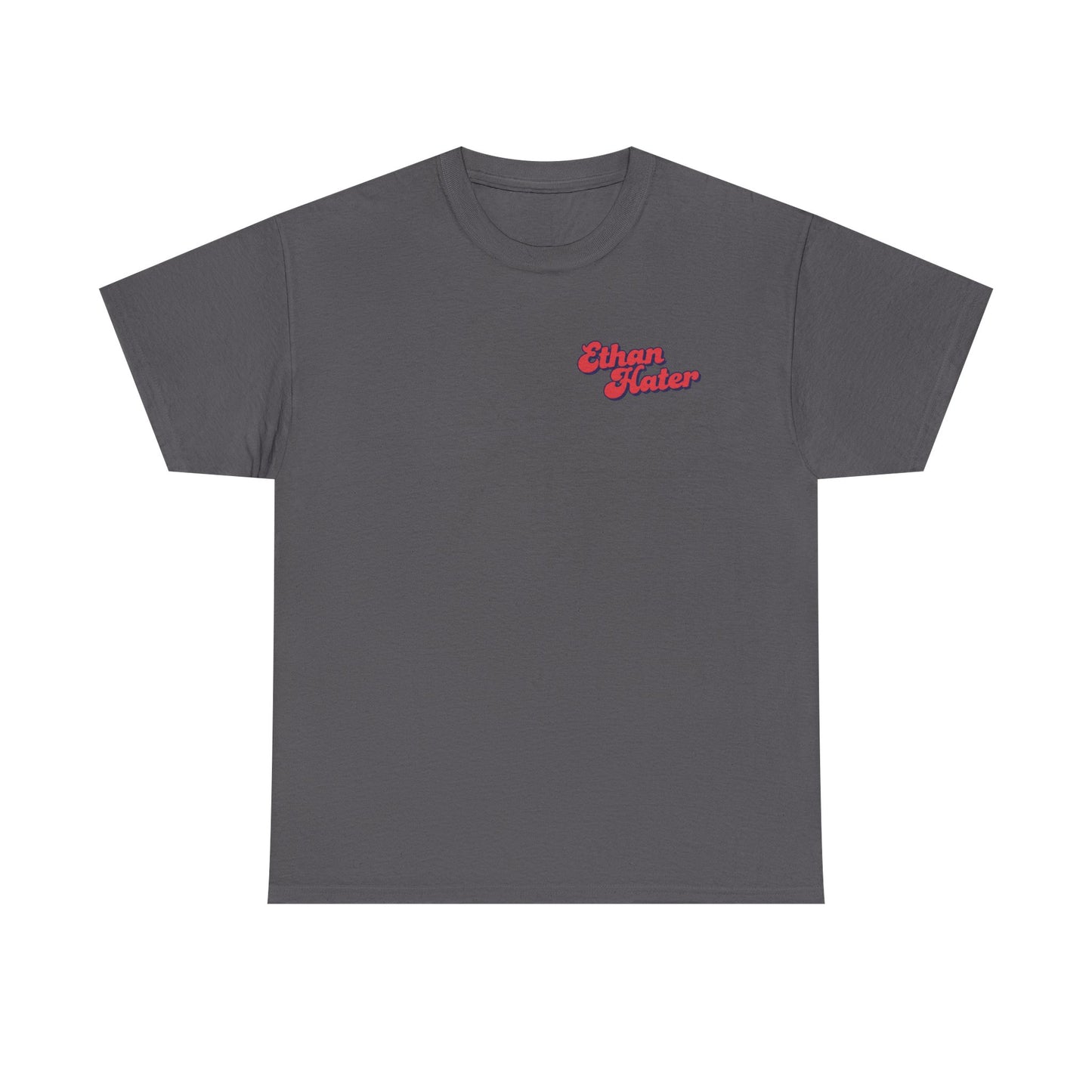 Retro 'Ethan Hater' Chest Logo Tee — Vintage Script Graphic T-Shirt