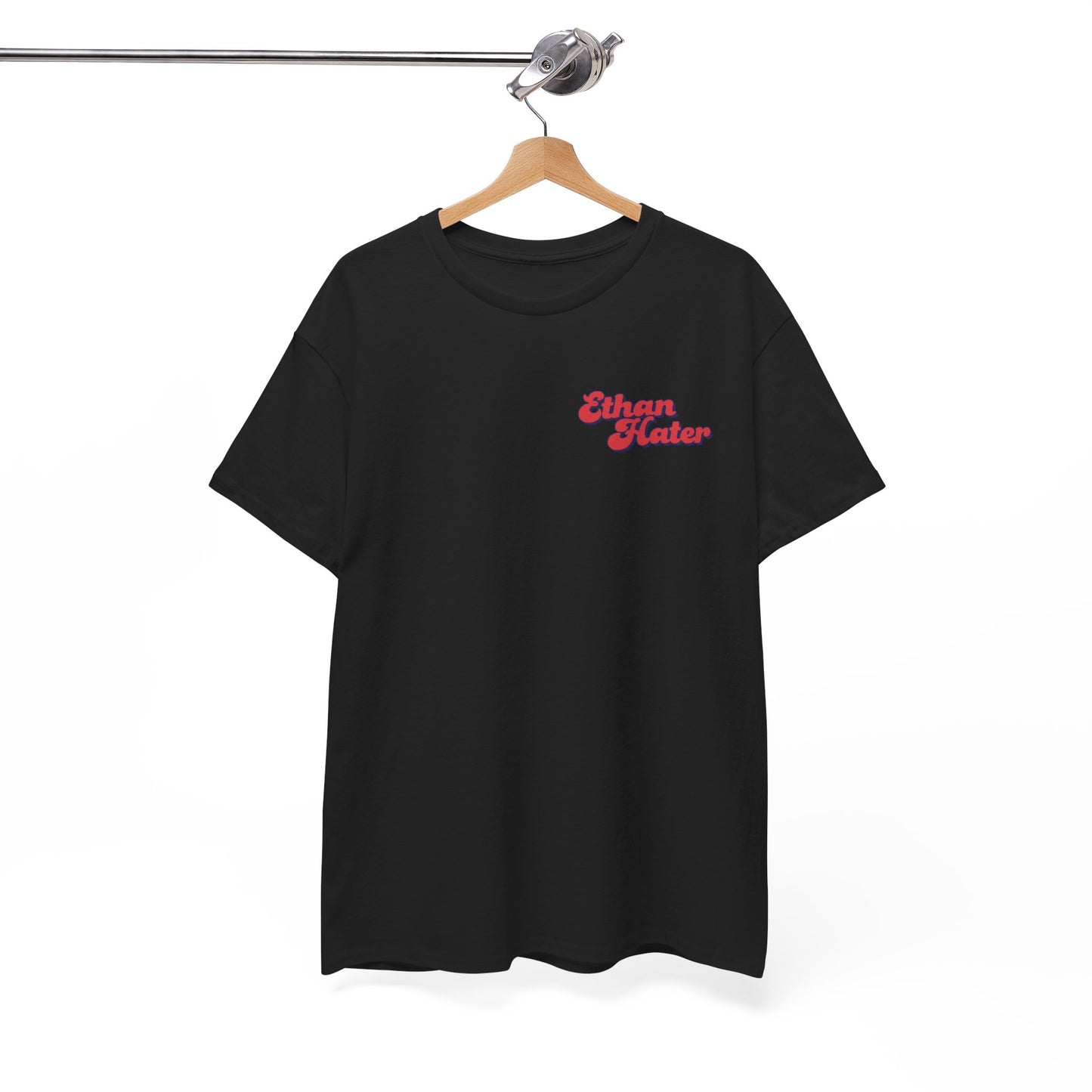 Retro 'Ethan Hater' Chest Logo Tee — Vintage Script Graphic T-Shirt