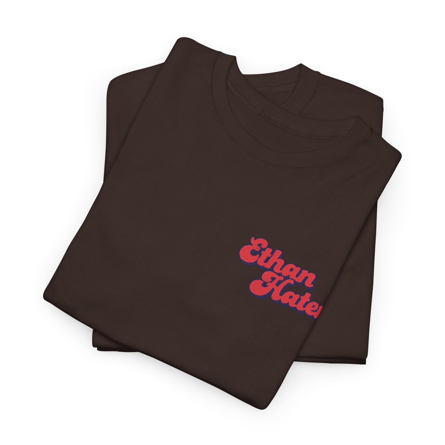 Retro 'Ethan Hater' Chest Logo Tee — Vintage Script Graphic T-Shirt