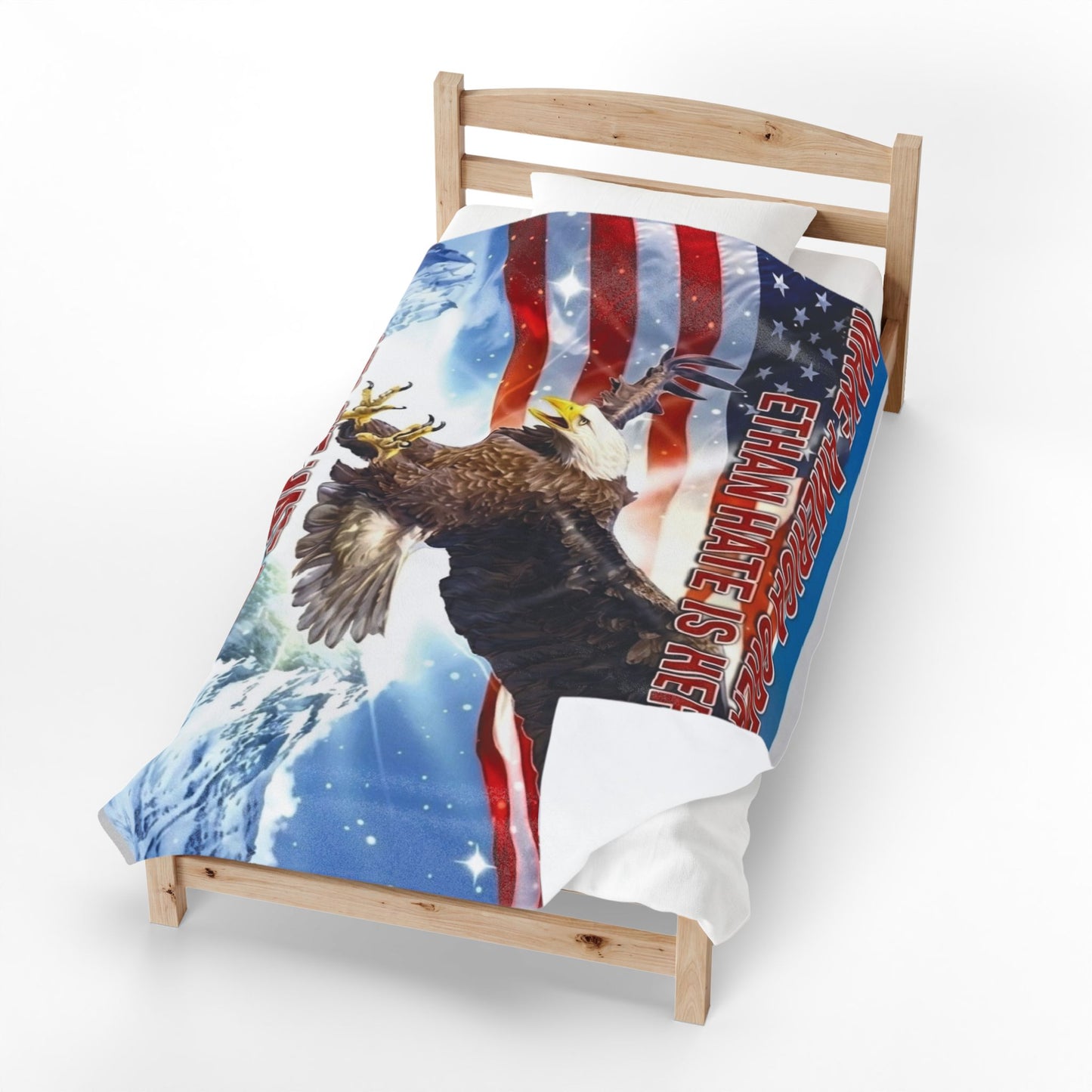 American Eagle Velveteen Plush Blanket — Make America Great Again Design