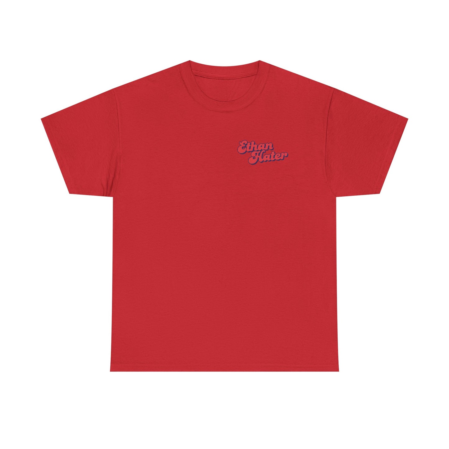 Retro 'Ethan Hater' Chest Logo Tee — Vintage Script Graphic T-Shirt