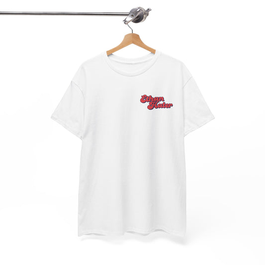 Retro 'Ethan Hater' Chest Logo Tee — Vintage Script Graphic T-Shirt
