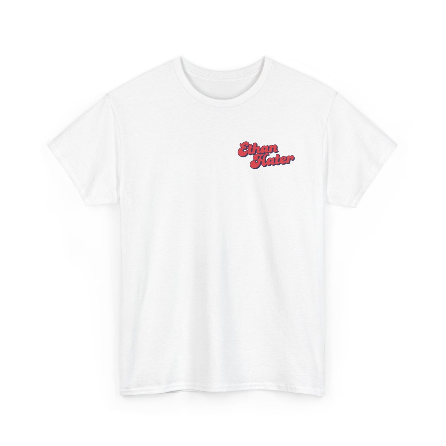 Retro 'Ethan Hater' Chest Logo Tee — Vintage Script Graphic T-Shirt