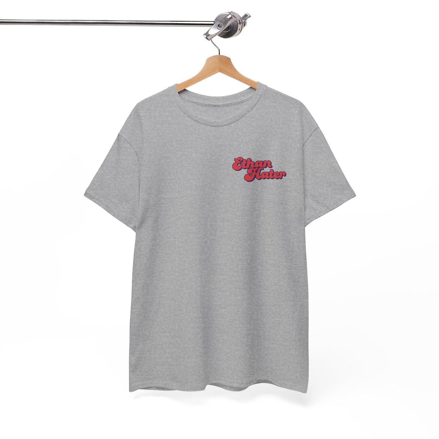 Retro 'Ethan Hater' Chest Logo Tee — Vintage Script Graphic T-Shirt
