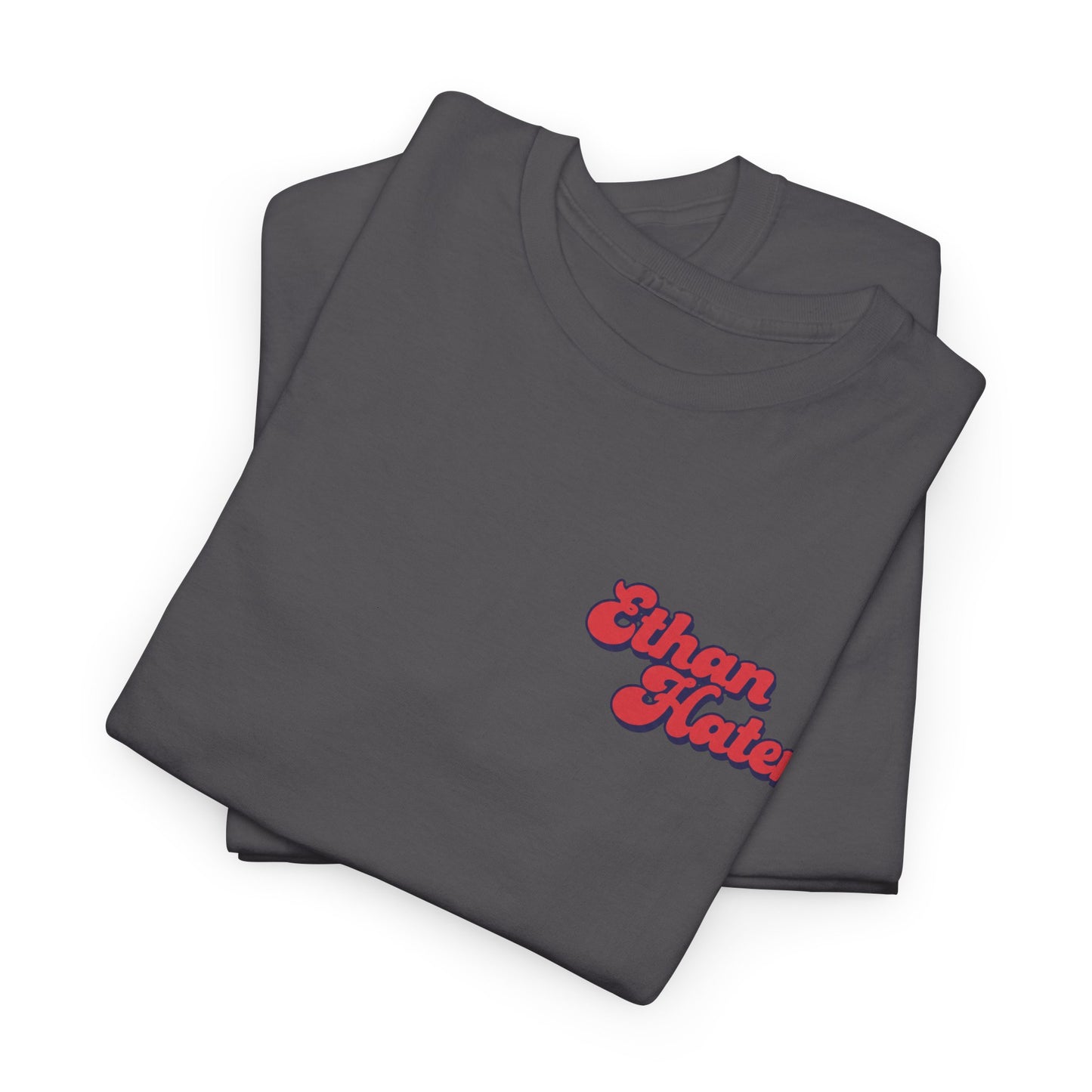 Retro 'Ethan Hater' Chest Logo Tee — Vintage Script Graphic T-Shirt