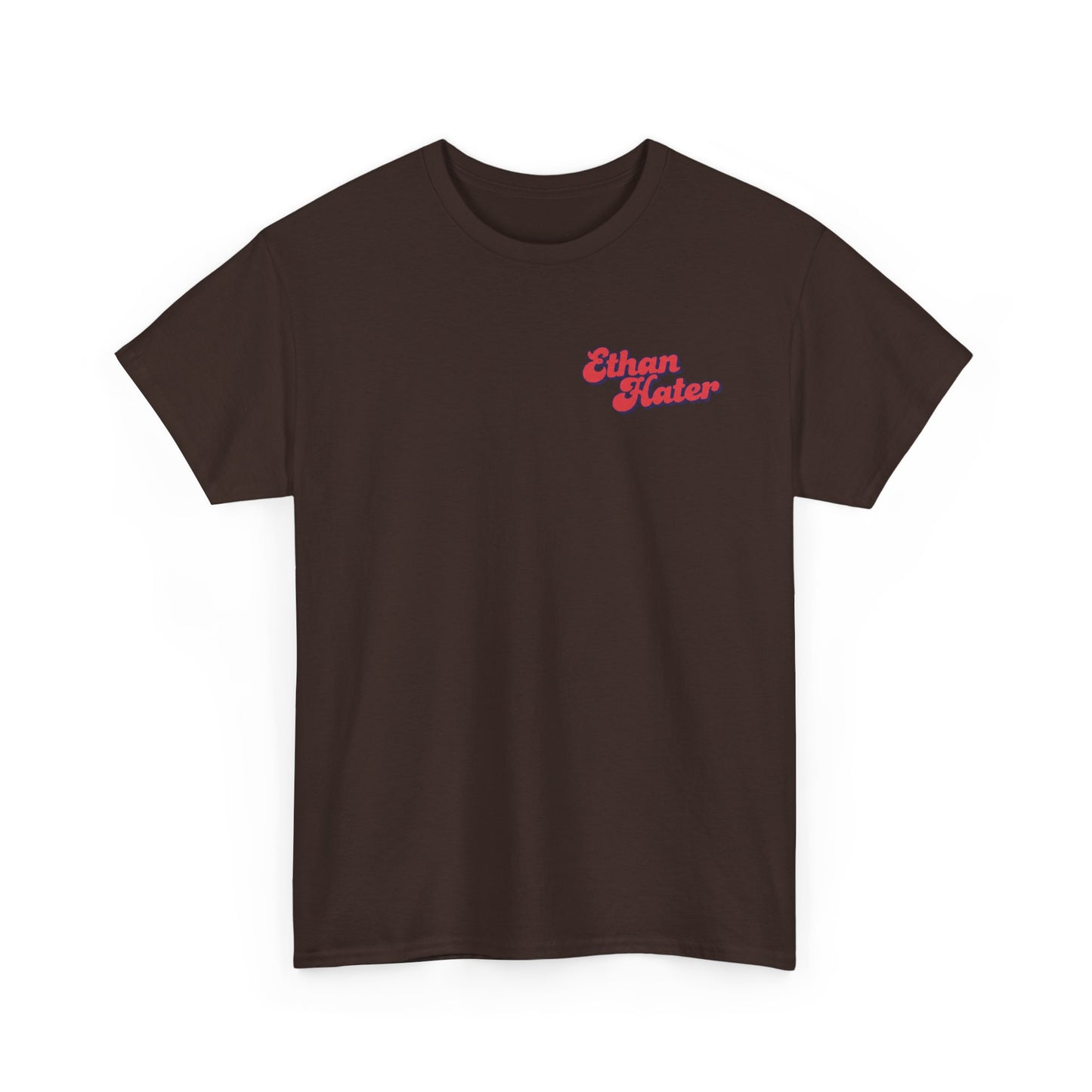 Retro 'Ethan Hater' Chest Logo Tee — Vintage Script Graphic T-Shirt
