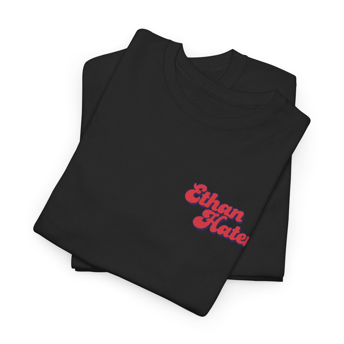 Retro 'Ethan Hater' Chest Logo Tee — Vintage Script Graphic T-Shirt