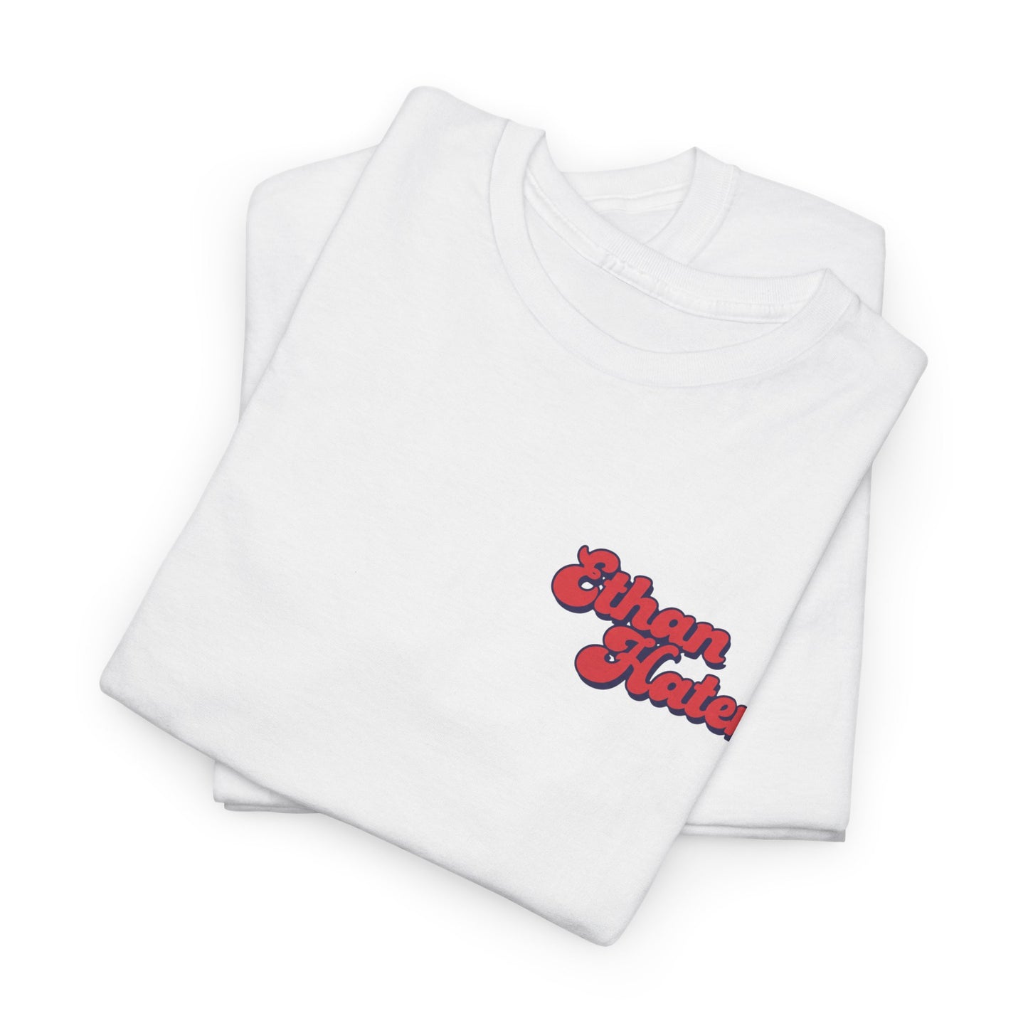Retro 'Ethan Hater' Chest Logo Tee — Vintage Script Graphic T-Shirt