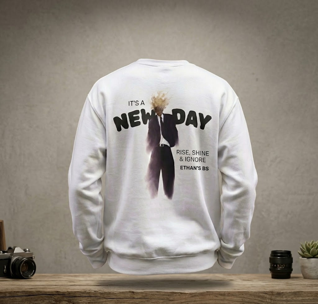 Personalizable New Day Crewneck Sweatshirt — “4uck Ethan” Graphic Pullover