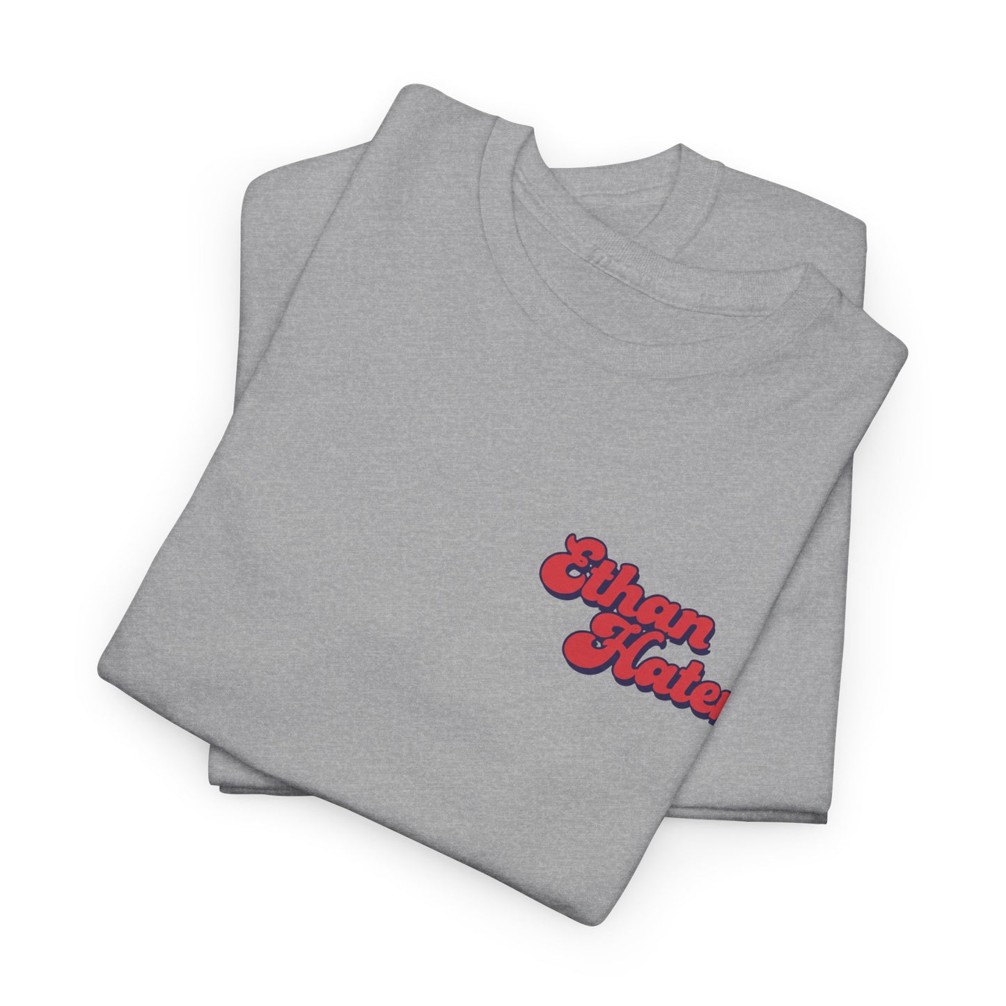 Retro 'Ethan Hater' Chest Logo Tee — Vintage Script Graphic T-Shirt