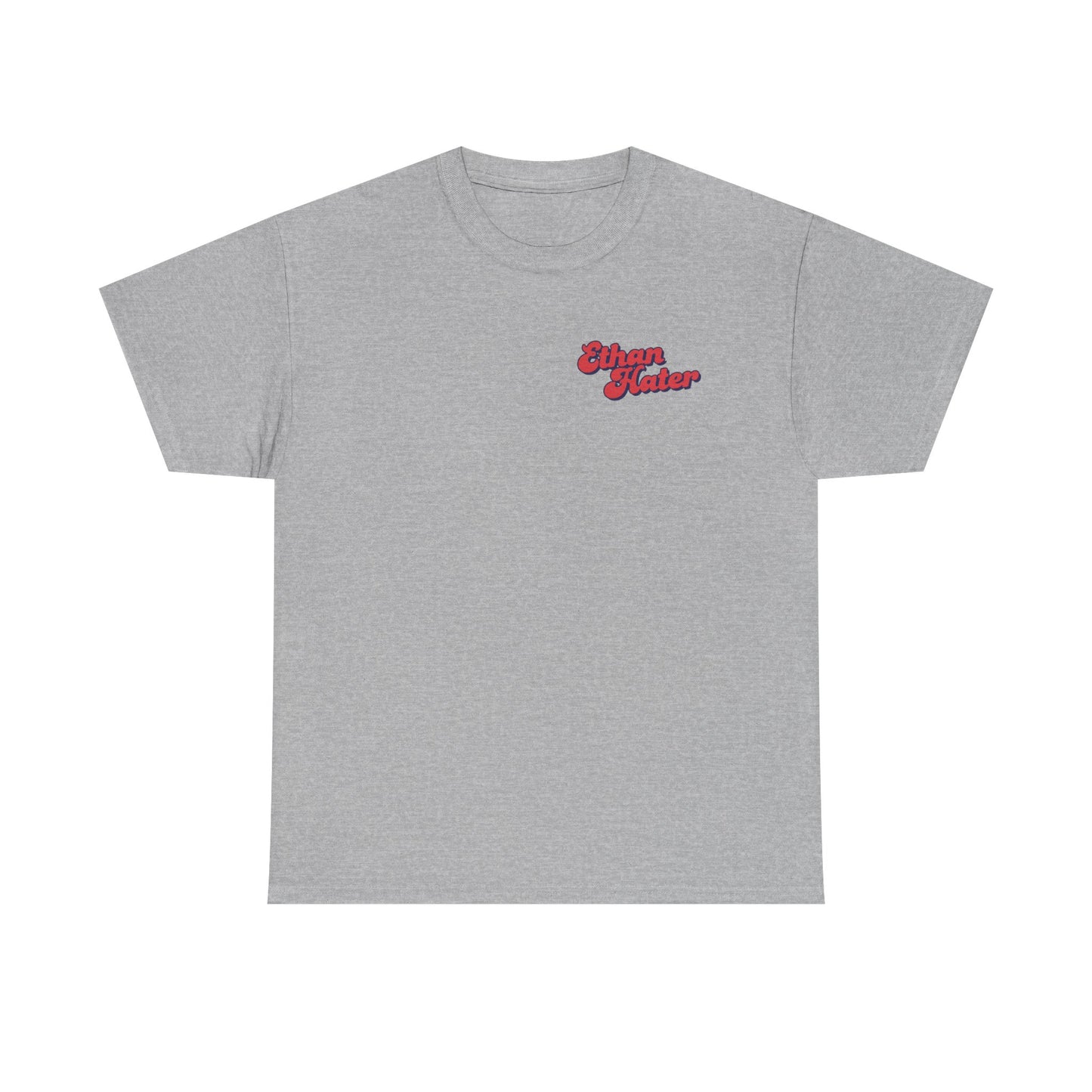 Retro 'Ethan Hater' Chest Logo Tee — Vintage Script Graphic T-Shirt